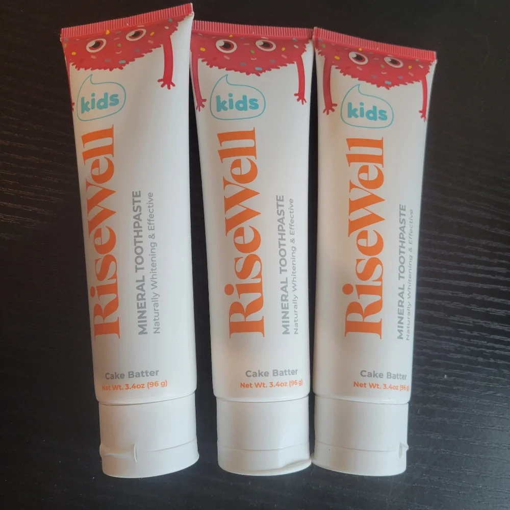 NWT 3-Pack RiseWell Kids Mineral Toothpaste Cake Batter Flavor 3.4 oz - Picture 5 of 7